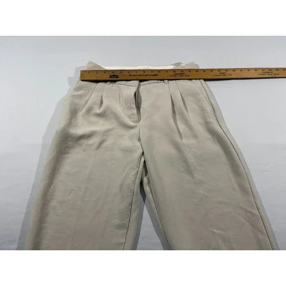 Aritzia Wilfred Effortless Oatmeal Beige Pant Wide Leg Pleated Trousers Sz 8 - Picture 3 of 13